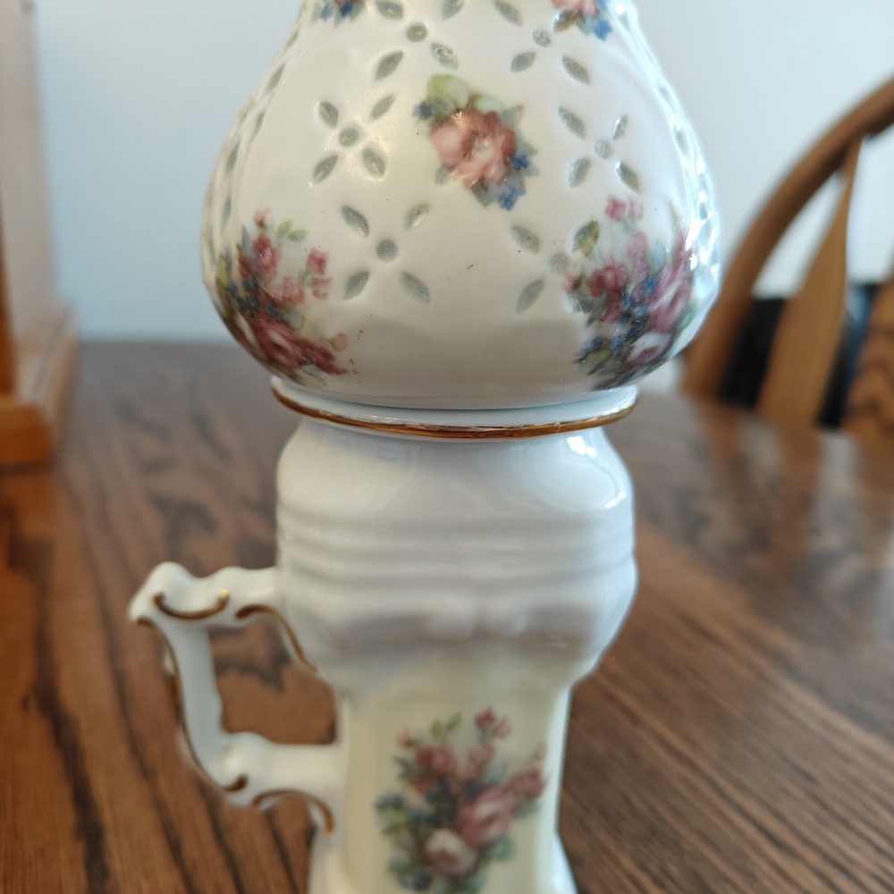 Floral Ceramic Vase with Handle